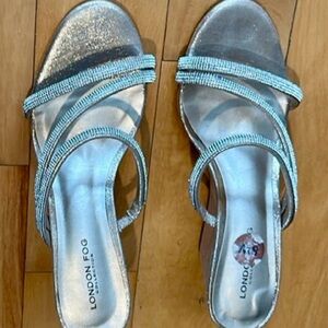 London Fog Collection beautiful & comfortable, sparkling gold, wedge platform